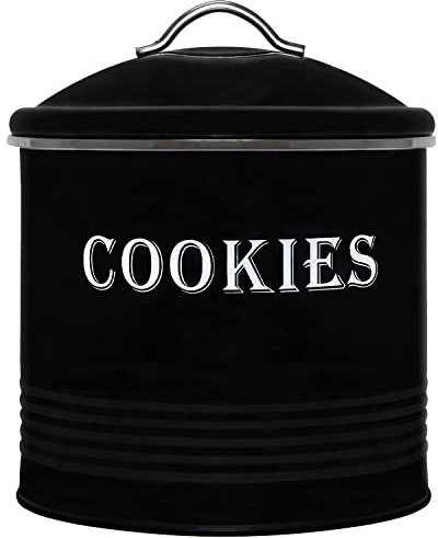 Blue Donuts Vintage Cookie Tin - Airtight Jar Containers, Kitchen Counter, Large Size, Gift Giving