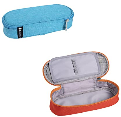 EXACOMPTA - Rif. 52830E - 1 astuccio compatto in poliestere riciclato certificato - progettato per trovare facilmente gli indispensabili - colori casuali, arancione o turchese