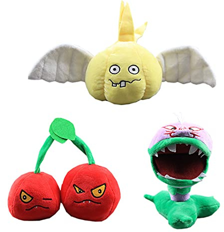 Laruokivi Chomper & Garlic & Double Cherries Plush Toys Set Plants Fruit Soft Stuffed Doll 3pcs Gift