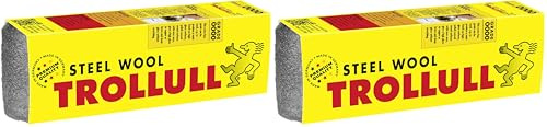 TROLLULL Steel Wool | Wire Wool 200g extra-fine 0000 polishes waxed wood, copper, brass, and matt surfaces, cleans glass (Pack of 2)