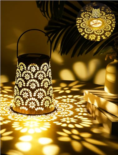 OUILA Lampe Solaire pour Extérieur IP65 Étanche - Lanterne LED en Métal pour Décoration de Jardin, Balcon, Terrasse, Patio, Arbre