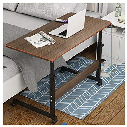SFNIOKFG Überbetttisch mit Rollen, für Sofas, Überbetttische, Laptop-Tische, Sofatische, seitlich höhenverstellbar, mobiler Computerständer, Laptop-/Notebook-Schreibtisch (gebürstete Eiche,