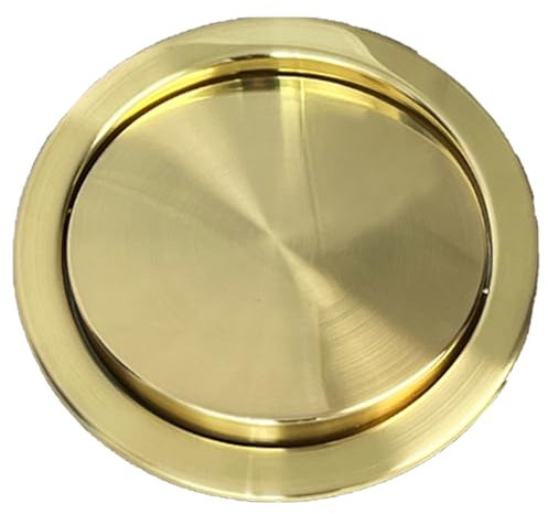 JTWWDM In Die Arbeitsplatte Eingelassener Runder Mülleimerdeckel Aus Edelstahl, Klappdeckel-Dekoration, Mit Schwingdeckel für Küche, Schlafzimmer, Werkbank, Büro, Schreibtisch,Gold 21cm