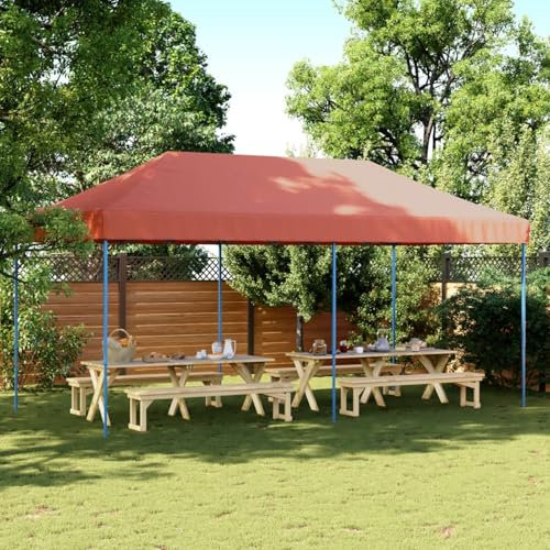 JUDYY Partyzelt Faltbar Pop-Up Terrakottarot 580x292x315 cm, Festzelt, Pavillion, Bierzelt, Garten Party Zelt, Gartenzelt, Grillpavillon - 4004941