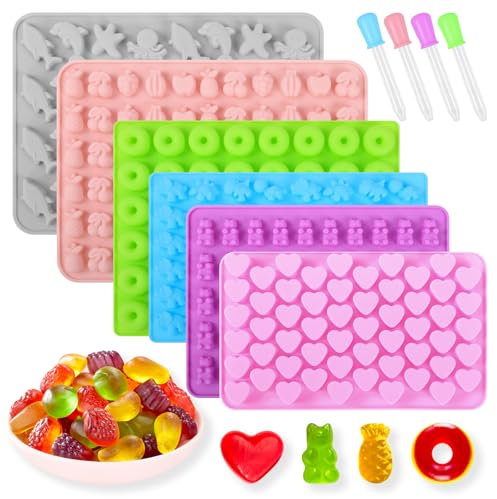 BELICOO 6 Pcs Silicone Chocolate Molds, Candy Silicone Molds DIY Gummy Moulds Jelly Mould Non-Stick Kitchen Baking Pans Ice Cube Trays with for Chocolate, Candy, Jelly, Ice Cubes