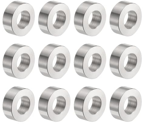 QUARKZMAN 12 Stück Edelstahl-Abstandshalter 10,5 mm Bohrung x 20 mm Außendurchmesser x 8 mm Länge Schraubenbuchse Blanko-Finish Runder Metall-Distanzhülsen für M10 Schrauben Bolzen Stangen