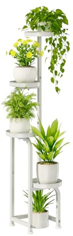 Bamworld Bamworl Blumenständer Metall Weiss Pflanzenständer Blumentreppe Indoor 4 Etagen robustes Pflanzenregal für Terrasse Garten Balkon Wohnzimmer Schlafzimmer