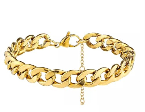 ALANETA Bracciale in corda intrecciata/cubana in oro da uomo, in acciaio inox 304 con bagno in oro 18 carati, design elegante e resistente. Regolabile da 18 a 23 cm