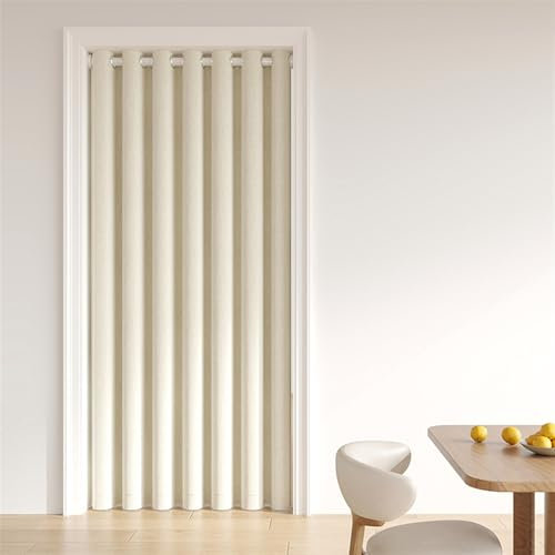 Heavyoff Thermovorhang Kälteschutz Türvorhang Blickdicht 1 Stück Verdunkelungsvorhang Tür Gardinen mit Ösen Vorhänge Wohnzimmer Raumteiler, Creme, 250x270cm