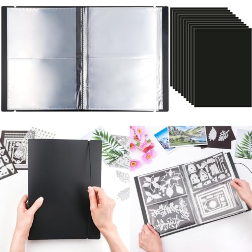 10 Stück 0,3 mm dicke Magnetblätter & 80 Taschen/20 Seiten Aufbewahrungsalbum für Briefmarken und Stanzformen Aufbewahrungsbuch Organizer Ordner für Aufbewahrung Stanzen, DIY Scrapbooking