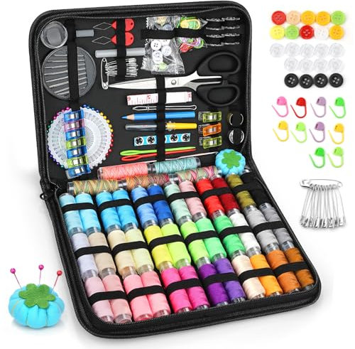 GlasFlength Nähset mit Nähzubehör, Sewing Kit mit 41 Spulen Faden XL Reisenähset Enthalten Druckknöpfe Nadeleinfädler Nähzeug für Reisende Erwachsene Kinder Anfänger Notfall Heimwerker