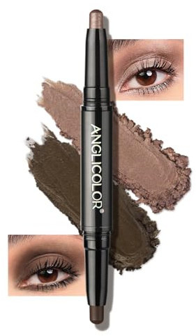Anglicolor Lidschatten Stift 2 Farbig,creme lidschatten stift,Wasserfester lidschatten Glitzer Und Matter,Langanhaltend,Make-up Für Faltenfreie Augen (03 brown shimmer/espresso)