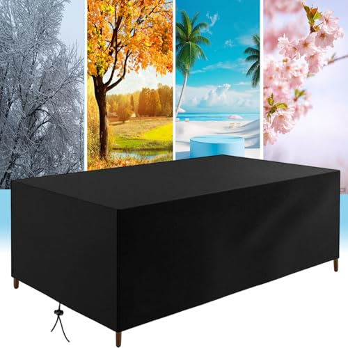 AUWUUA Gartenmöbel Abdeckung 220x120x80cm/LxWxH Rechteckig Gartentisch Abdeckung, Winterfest/Wasserdicht/Winddicht Abdeckplane Schutzhülle für Loungemöbel/Terrassenmöbel/Sitzgarnituren