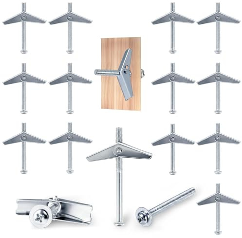 APXEL Tornillos de Acero Galvanizado, 45 Juegos Anclaje de Vuelco Fijación, M3/M5/M6 Anclaje de Expansión, para Placas Yeso, Paneles Huecos