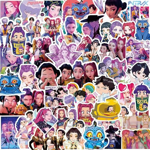 80PCS Kpop Stickers, Waterproof Vinyl Stickers, Reusable Kawaii Anime Stickers for Water Bottle Journals, Laptops, Skateboards, Kpop Gifts for Teens Girls Boys