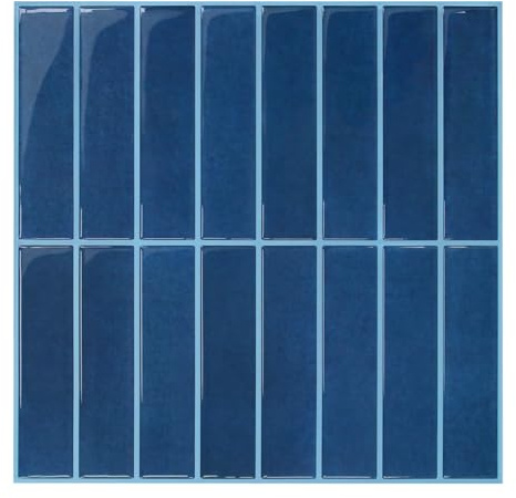 Commomy 3D Stick on Tiles,10 Pcs 12 x 12 Dark Blue | Vertical Tile Stickers for DIY Interior Home Wall Decor,Waterproof,Easy to Install,Glossy Surface (Covers 10 sq.ft)