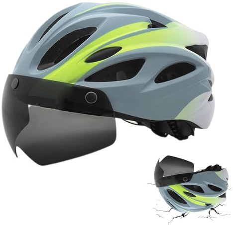 Uozonit Casques d'équitation – Casques de cyclisme avec lumière arrière rechargeable, réglable avec lunettes magnétiques, vélo respirant pour homme, femme, adulte