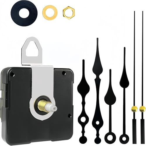 joonnair Uhrwerk FüR Wanduhr Lautlos, Uhrwerke Zum Selbsteinbau Mit Zeiger, GeräUschloses Uhrwerk DIY Uhr Ersatzteile Mit Metallzeiger, Geeignet für Zuhause und Büro(Schaftlänge 23 mm)