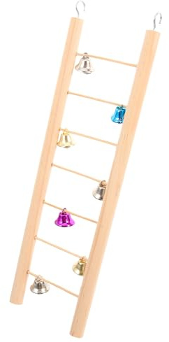 ifundom Échelle en Bois Beige pour Perruches et Petits Oiseaux, Jouet d'escalade Facile à Installer, pour L'Aventure Jeu en Cage