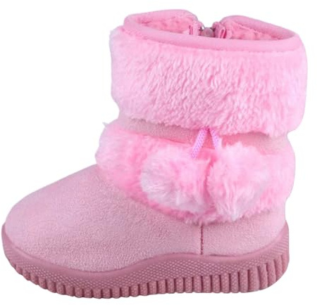 Stivali Bambina da Neve 21-35 EU con Pelo Caldo e Zip Stivaletti Bambina Ragazze Antiscivolo Suola Morbidi Scarpe Invernali Bimba Comodo per Casa Lavoro Outdoor Sportiva,Rosa,26