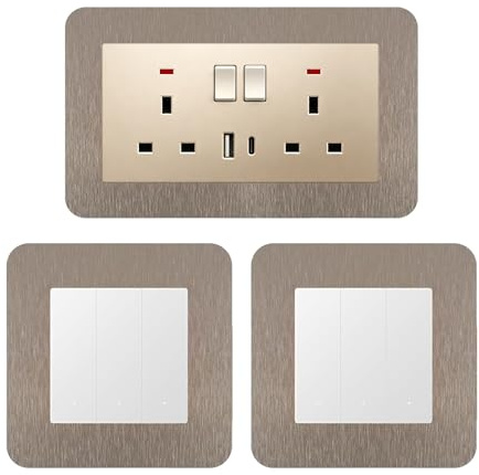 1PCS Double Socket Surround 14.6x8.6cm, 2PCS Light Switch Surrounds 3.38in | Light Switch Cover Plate, Single Switch Cover Plates, WallFor Home Wall Switch Decor