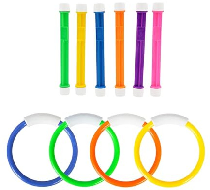 QUXVUIS Tiempo de Juego de Verano Herramientas Ejercicio acuático para niños con Juguetes Buceo Juego Anillos Buceo para Piscina diseñado para Sonrisas y