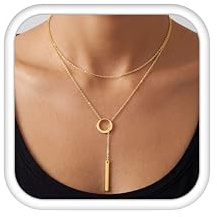Chriscoco Long Collier Femme Réglable Argent Or Chaîne Longue en Y