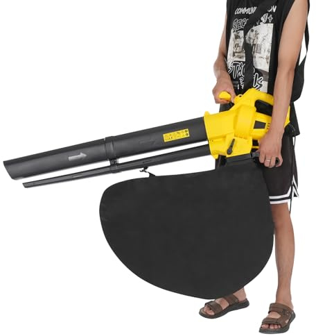 Soffiatore elettrico da 3000 W, con tubi d'aria, tracolla, sacchetto di raccolta foglie, ruote di guida, 15000 giri/min, soffiatore per spazzare neve, polvere, detriti, ragnateline, foglie