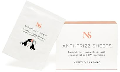 Nunzio Saviano Anti-Frizz Hair Sheets – 15 Count | On-the-Go Control for Curly, Wavy and Dry Hair | Lightweight Hair Styling Product with Coconut Oil | Frizz Control Sheets for Shine & Smoothing