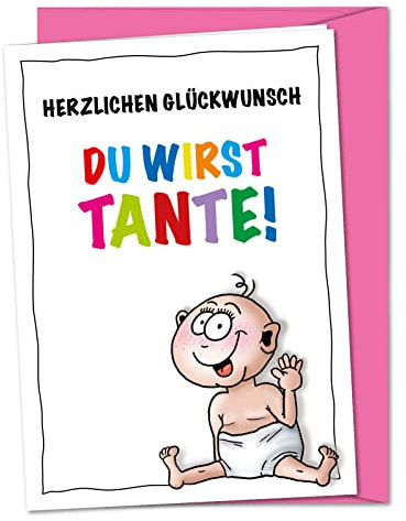 Karte Du wirst Tante, Schwester Baby ankündigen, Schwangerschaft verkünden, Wir sind schwanger Karte - XL Babykarte inkl. Umschlag