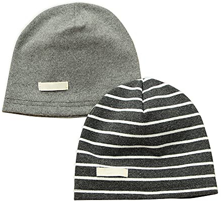 LACOFIA Baby Jungen Beanie Mütze Kinder Weiche Baumwolle Strickmützen Kleinkind Gestreift Hut 2 Stücke