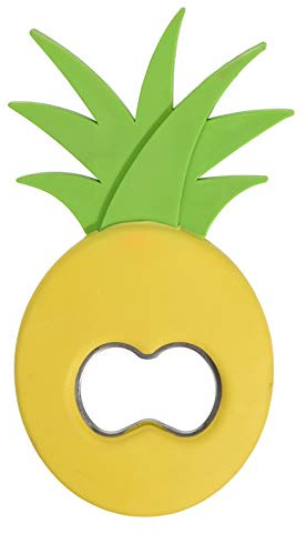 MIK funshopping Flaschenöffner Kronkorkenöffner Funny Stahl mit Silikon Überzug (Ananas)