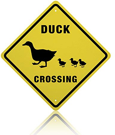 GLOBLELAND 1 Pack Duck Crossing Sign, 10x10 Zoll 40 Mil Aluminium Tier Warnschilder, UV Geschützt Reflektierend Und Wasserdicht, Schwarzer Text Mit Gelbem Hintergrund