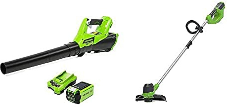 Greenworks Soffiatore Assiale 40V, Tagliabordi con Batteria 2Ah e Caricatore