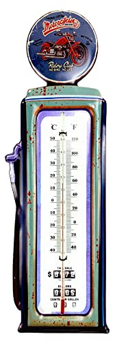Crispe Analoges Innen Außen Thermometer 'Motorcycles' aus Metall 48 x 15, dekorativ für Haus und Garten, wetterfest