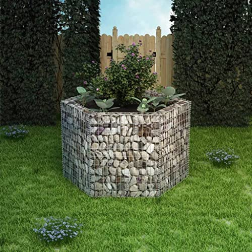 INLIFE Sechseckiges Gabionen-Hochbeet 160×140×100 cm