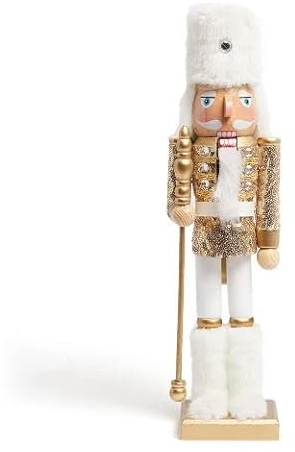 Fizporium® Festive Feeling 15 Glitter Nutcracker Wonderfully Decorates Any Coffee Table, Windowsill or Table This Christmas Fully Functional Nutcracker- Gold