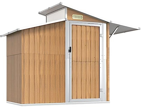 vidaXL Geräteschuppen, Gartenhaus mit viel Stauraum, Rostfrei Gerätehaus mit Tür, Schuppen Gartenschuppen, Braun 270x130x208,5cm Verzinkter Stahl