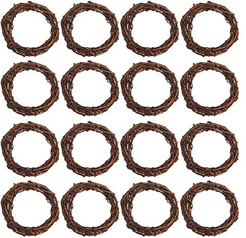 Grapevine Wreath Set, Marrywindix 16 Pieces Natural Vine Branch Wreath Christmas DIY Rattan Wreath Garland for Christmas Holiday Craft Wedding Decor (3 in.)