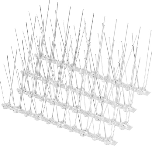 KREMORV Bird Spikes Bird Deterrents Outside Pigeon Spikes with Plastic Base for Small Bird Pigeons Crows and Woodpeckers, for the Fence, Roof and Balcony