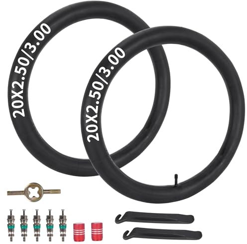 20 x 2,50/3,00 Fat Bike Schlauch AV32 mm Schrader-Ventil kompatibel mit 20 x 2,5 20 x 2,6 20 x 2,8 20 x 3 Fat Tire Bike Ebike Elektrofahrradschlauch mit Reifenhebern 2er-Pack