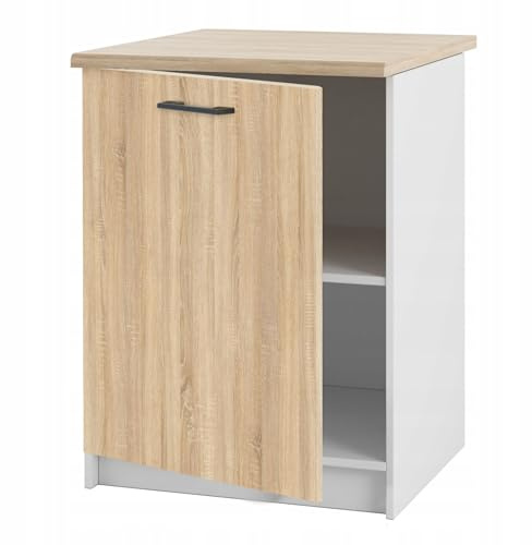 Laclar Unterschrank mit Arbeitsplatte 60 cm - höhenverstellbar - Flexibler Türanschlag - robuste MDF-Fronten - einfache Montage – ideal für Küchen - bietet viel Stauraum und Moderne Funktionalität