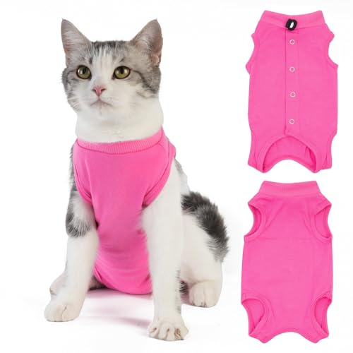 Axcimond Kattåterhämtningsdräkt kroppsdräkt för medicinsk spay kirurgiska katter kostymer kattunge bodysuit postkirurgi katter onesie kirurgi återhämtningsdräkt kattkläder efter kirurgi halsband och