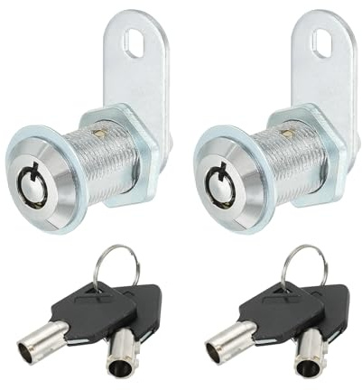 PATIKIL Cabinet Cam Lock with Key, 2 Pack 1-1/6(30mm) Keyed Alike Cam Lock Cylinder Zinc Alloy Chrome Drawer Locks Tubular Cam Removable Key for Doors Drawer Cabinet