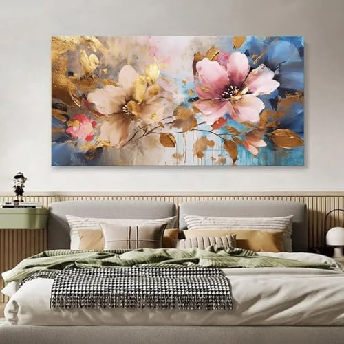NXMYDBD Große Leinwandbilder Dekor - Goldenes Wandgemälde Große Wandkunst für Wohnzimmer, Schlafzimmer, Salon, Hotels, 70x140cm (28x55 Zoll) Ungerahmt