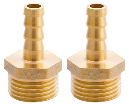 TopHomer 2 raccordi in Ottone per Tubo Flessibile, Filettatura Maschio G 1/2 di Pollice, Adattatore per Tubo da Giardino, per Carburante, Aria, Gas, Acqua, Olio (8mm)