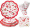 BFB Juego de Platos de papel de San Valentín, Servilletas y Tazas, 96 piezas Platos de fiesta desechables, Servilletas, Vasos de papel