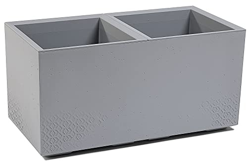 Ondis24 Blumenkübel, Blumentopf Caro Beton Optik Pflanzkübel, Blumenkübel XXL auf Rollen aus Kunststoff 100% Recycled Pflanzkübel groß außen (Grau, 80 cm)