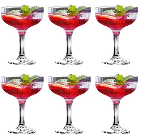 MYKAGS Set of 6 Martinis Cocktail Glasses, 228ml Classic Martini Glasses for Margaritas Cocktails and Mixed Drinks