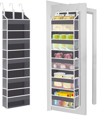 Holtrae Rangement Suspendue à La Porte avec 5 Compartiments,Organisateur Salle De Bain,étagère Suspendue De Grande Capacité,Rangement Habits,Support De Rangement De Camping avec Crochets Métalliques